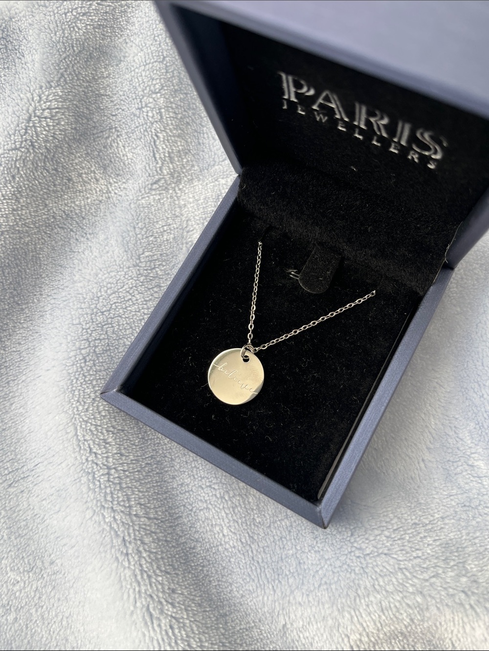 “believe” silver necklace